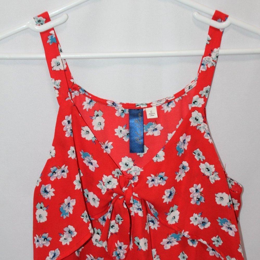 Blue Rain Strappy Red, White and Blue Floral Top - Picture 11 of 12